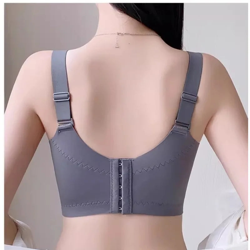 LuckeLadybug LLC Gray Push Up Bra with Adjustable Straps and Hook Closure for Comfort