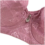 Pink lace push up bra from LuckeLadybug LLC with decorative charm and delicate floral design