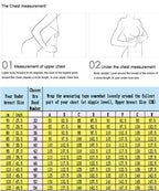 Measurement guide for LuckeLadybug push up bra showing upper and under chest measurements