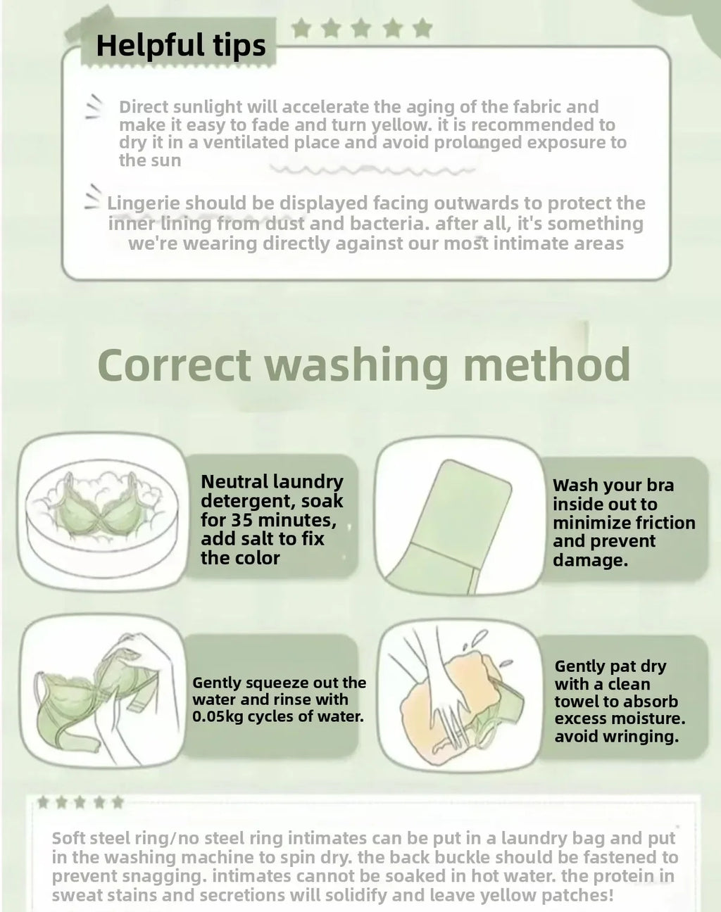 Helpful tips for caring for LuckeLadybug LLC push up bra including washing methods and fabric care
