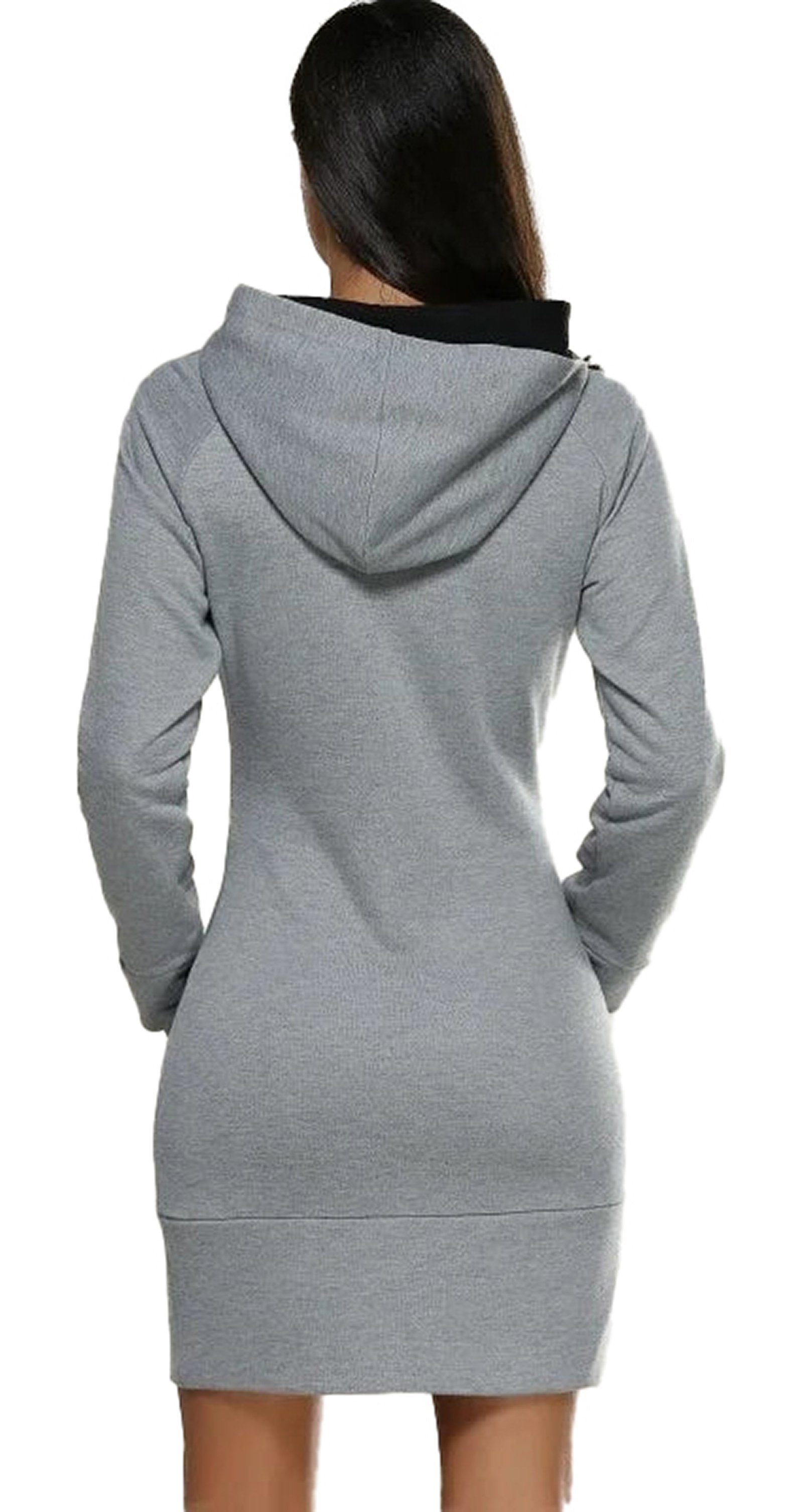 Stylish gray queen print hoodie dress for women featuring a comfortable fit and hood