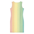Rainbow bodycon dress with a gradient design featuring soft pastel colors for a stylish look