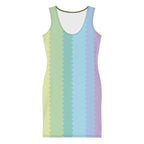 LuckeLadybug Rainbow bodycon dress featuring a gradient pastel design for a stylish look