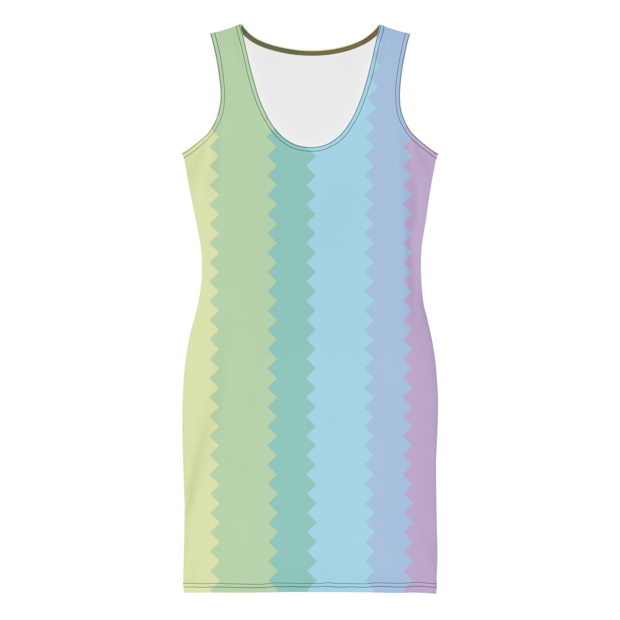 LuckeLadybug Rainbow bodycon dress featuring a gradient pastel design for a stylish look