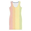LuckeLadybug pastel rainbow bodycon dress with zigzag stripes and sleeveless scoop neck design