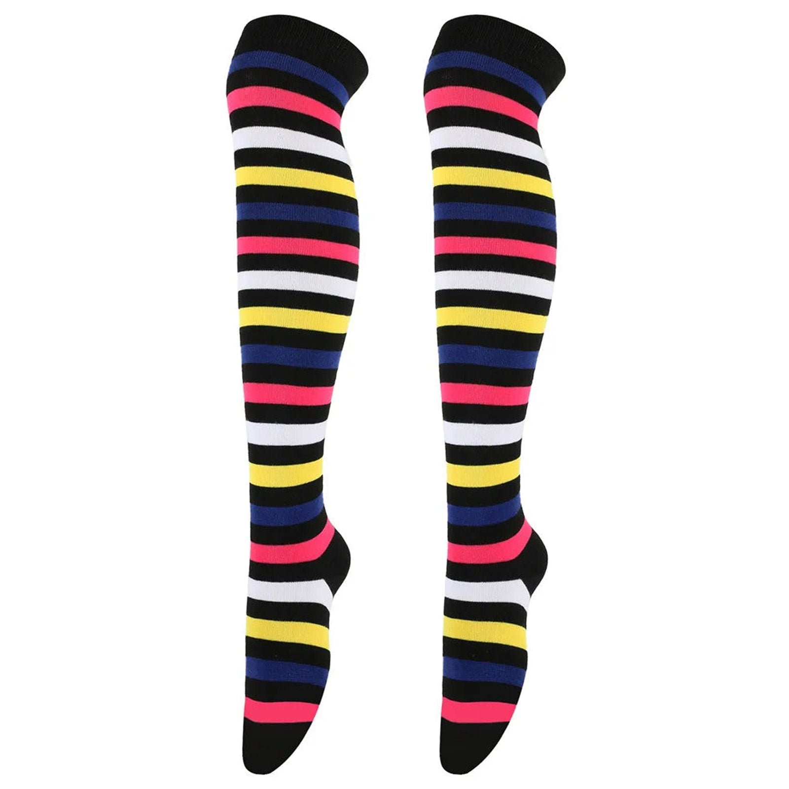 LuckeLadybug rainbow knee high socks for women featuring colorful striped design for a fun look