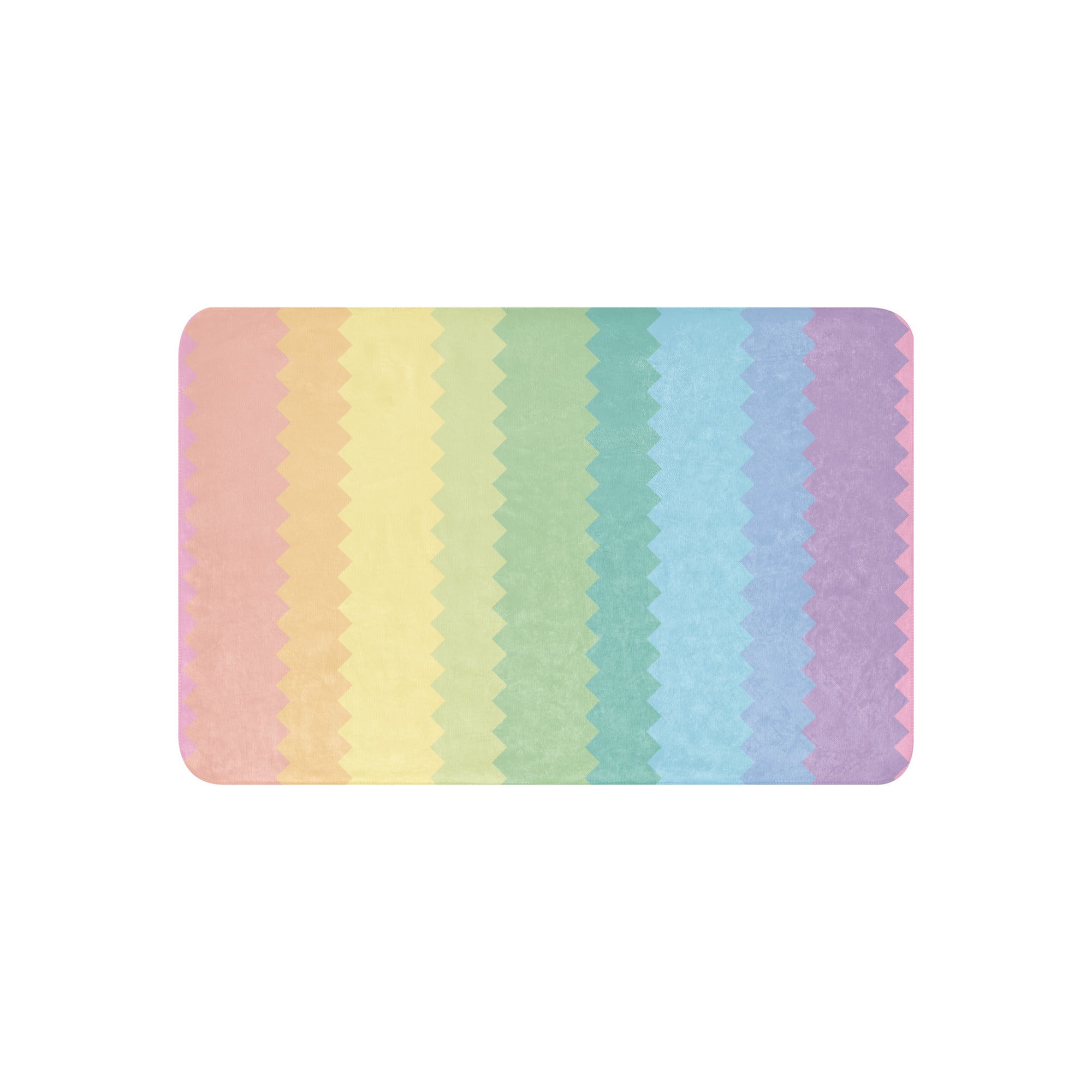 LuckeLadybug rainbow pride sherpa blanket with soft pastel rainbow stripes and cozy texture