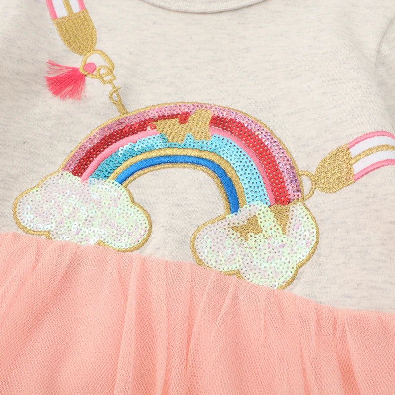 Rainbow Sequin Girls Dress Stylish Outfit