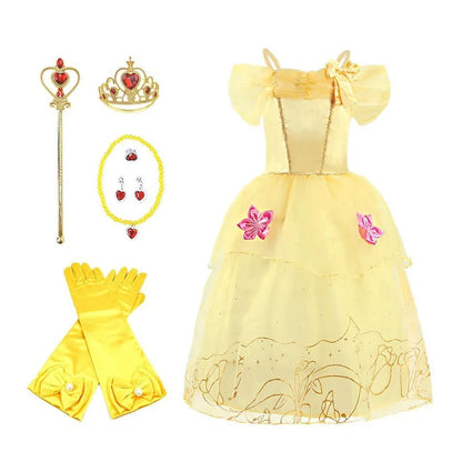 LuckeLadybug LLC Rapunzel princess dress for girls with accessories including gloves and tiara