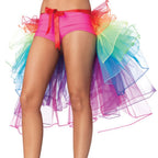 Colorful LuckeLadybug LLC rave skirt with vibrant layers and a ribbon tie for festive events