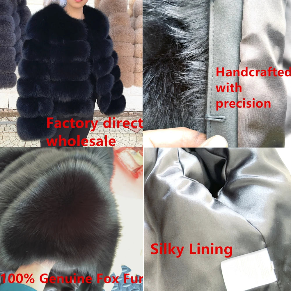 Handcrafted real fox fur coat womens with silky lining and plush texture for luxury warmth