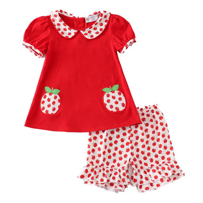 Adorable Red Fruit Apples Appliqué Set: Cute And Comfy Outfits For Babies And Toddlers - LuckeLadybug LLC