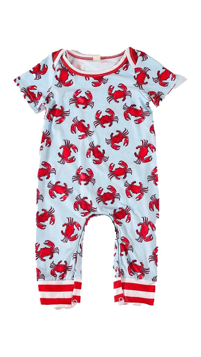 Adorable Red Crab Baby Boy Romper - Perfect For Little Explorers! - LuckeLadybug LLC