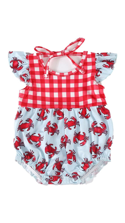 Adorable Red Crab Plaid Girl Ruffle Bubble Dress For Stylish Babies & Toddlers! - LuckeLadybug LLC