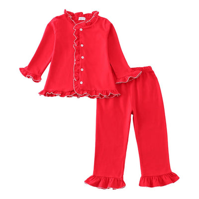 Adorable Red Ruffle Girl Pajama Set For Your Little Fashionista! - LuckeLadybug LLC