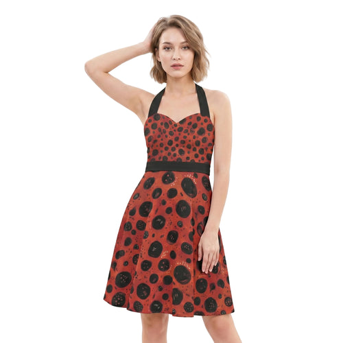LuckeLadybug Fit & Flare Dress in Red with Ladybug Print, Perfect for Pairing with Red Wing Dress Boot