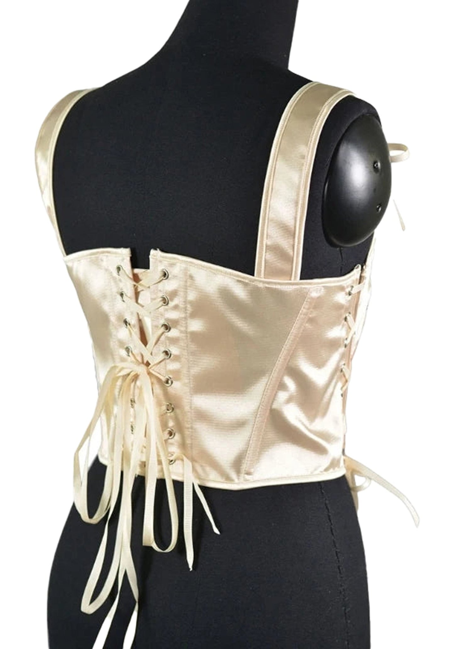 Elegant LuckeLadybug LLC renaissance corset top for women with lace-up back and satin finish