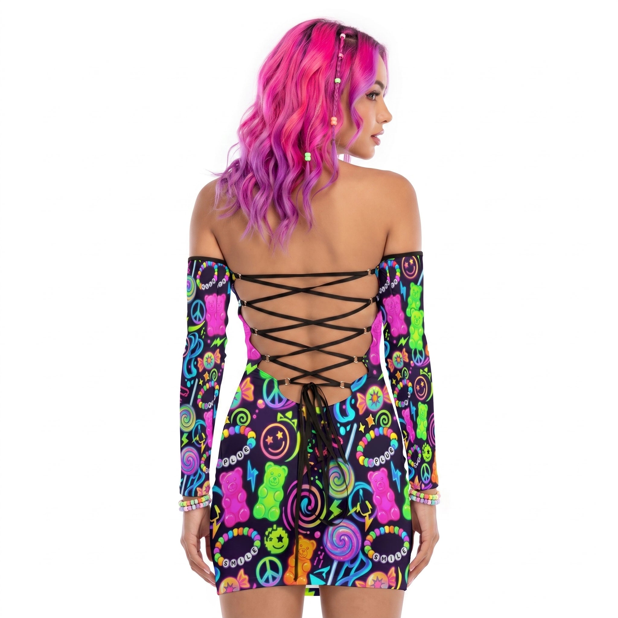 LuckeLadybug Bodycon Dress with Colorful Patterns, Perfect for Renaissance festival dress up ideas