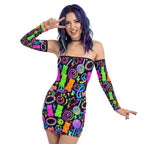 LuckeLadybug Bodycon Dress in Neon Colors, Perfect for Renaissance Festival Dress Up Ideas
