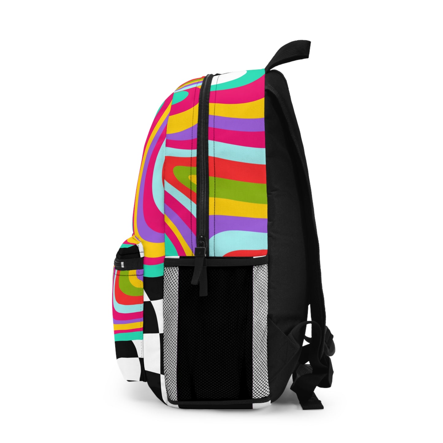 LuckeLadybug retro checkerboard backpack with vibrant colors and stylish design for everyday use