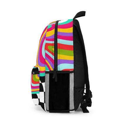 LuckeLadybug retro checkerboard backpack with vibrant colors and stylish design for everyday use