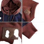 Retro color block hoodie men featuring a stylish design with a zip-up front and cozy fabric