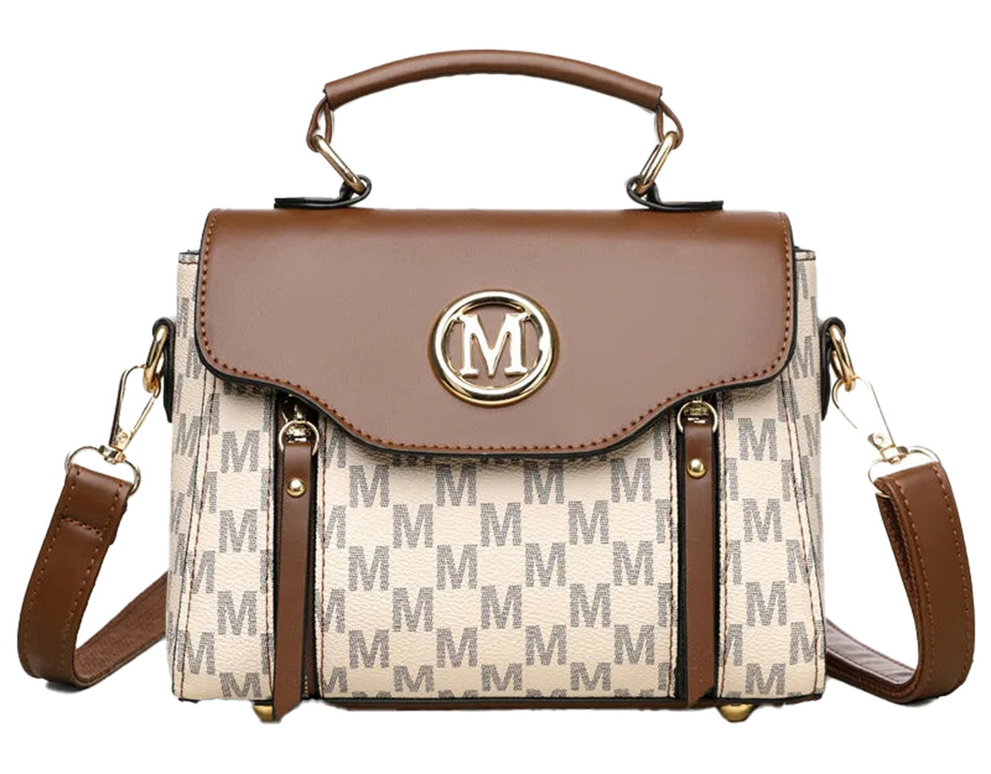 LuckeLadybug retro handbag for women with a stylish design featuring a signature logo and detachable strap