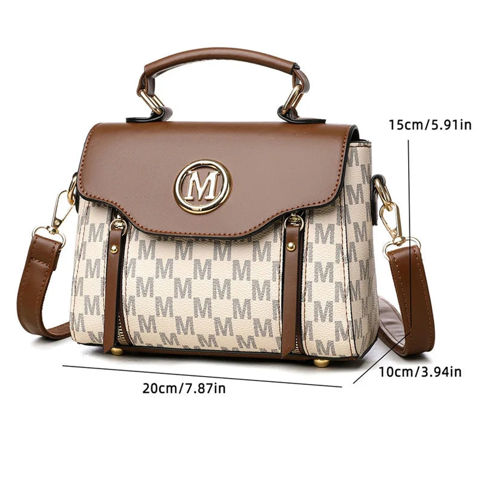 LuckeLadybug LLC Retro handbag for women with stylish logo and adjustable strap, perfect for daily use.
