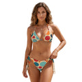 LuckeLadybug retro polka dot bikini in vibrant colors with adjustable ties for a stylish beach look