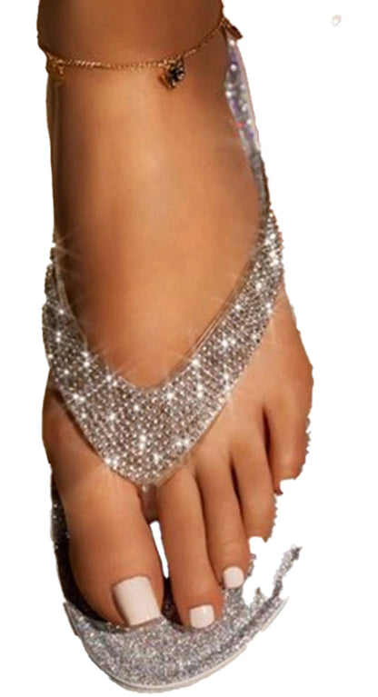 Elegant rhinestone flip flop sandals for women featuring dazzling rhinestone embellishments on a chic design