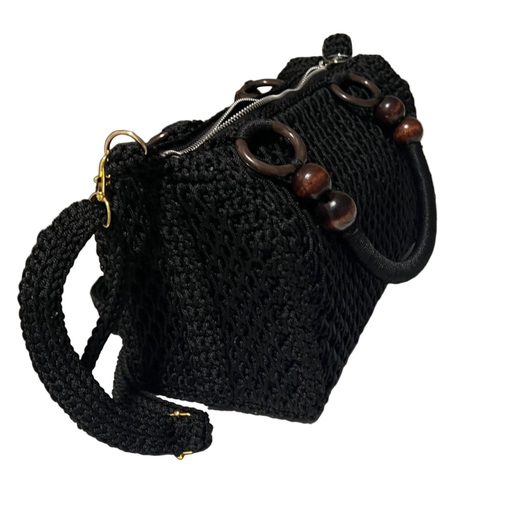Handmade Black Crochet Shoulder Purse