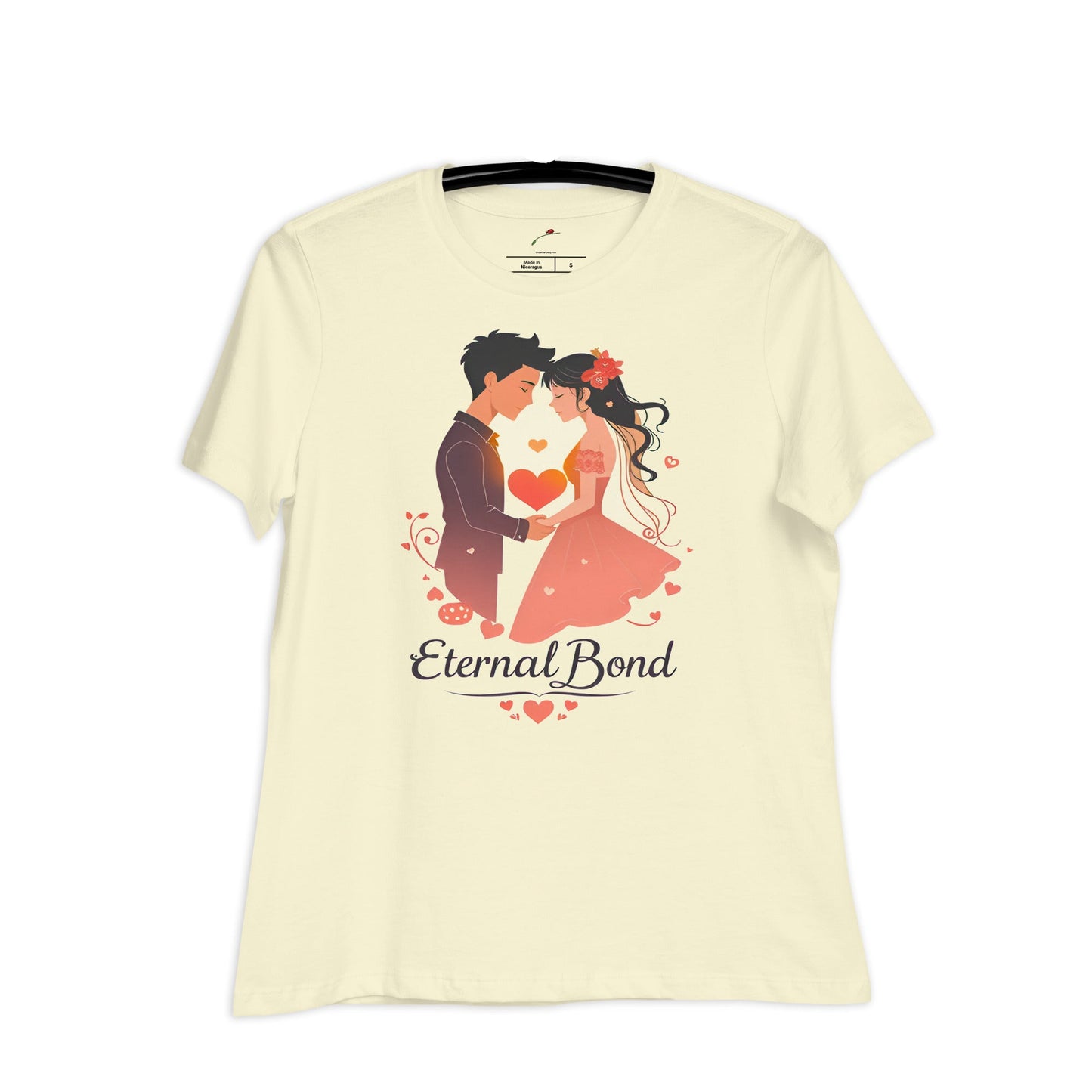 LuckeLadybug romantic couple t-shirt featuring a couple in love with the text Eternal Bond
