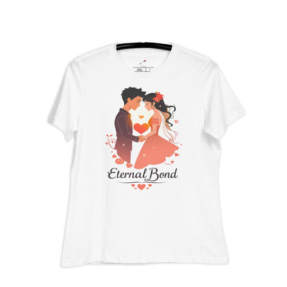 LuckeLadybug romantic couple t-shirt featuring a design of two lovers with the text Eternal Bond