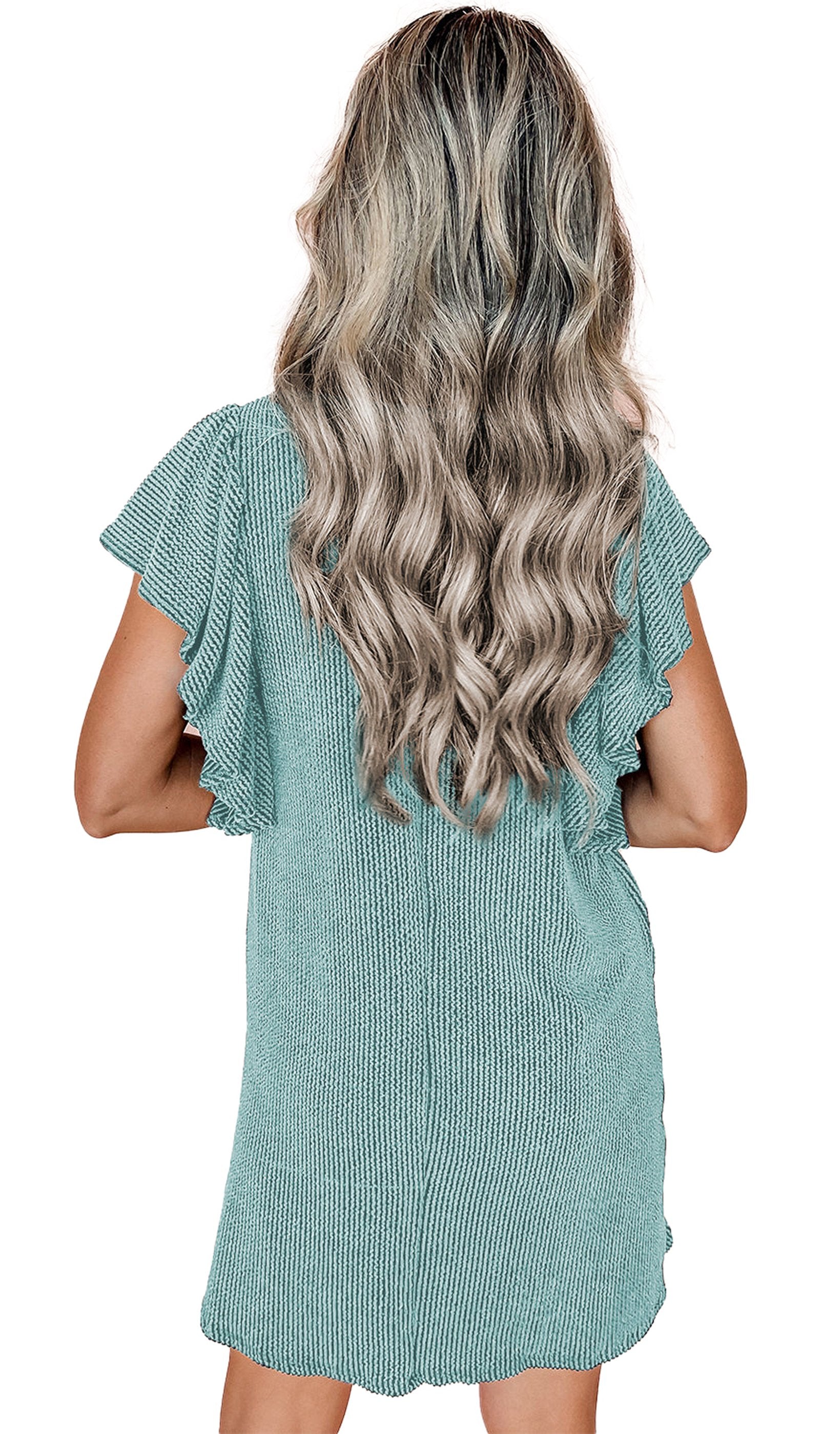 LuckeLadybug A-Line Rose Red Ruffled Mini Dress with Flowy Sleeves and Comfortable Fit