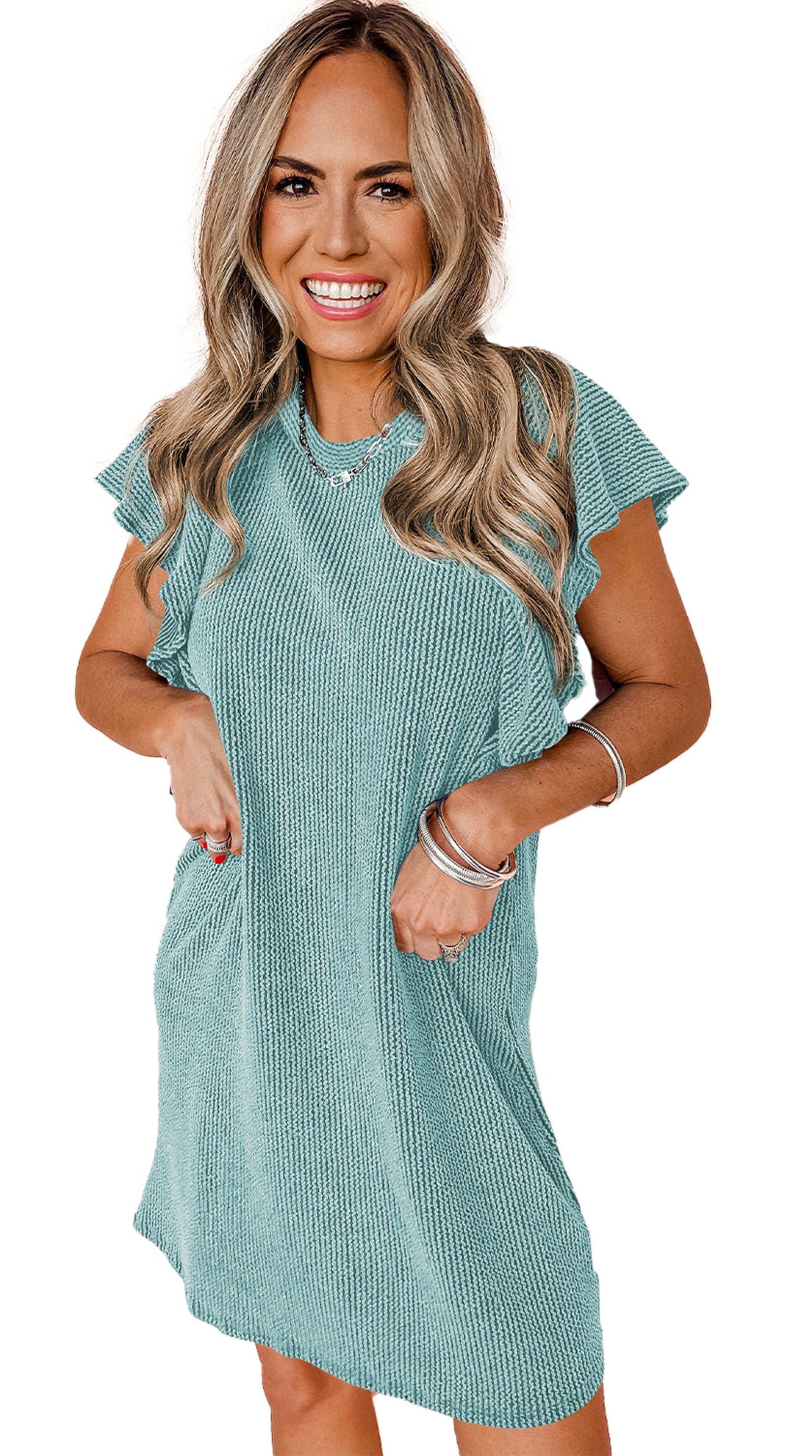 LuckeLadybug A-Line Rose Red Ruffled Mini Dress with Comfortable Fit and Stylish Design