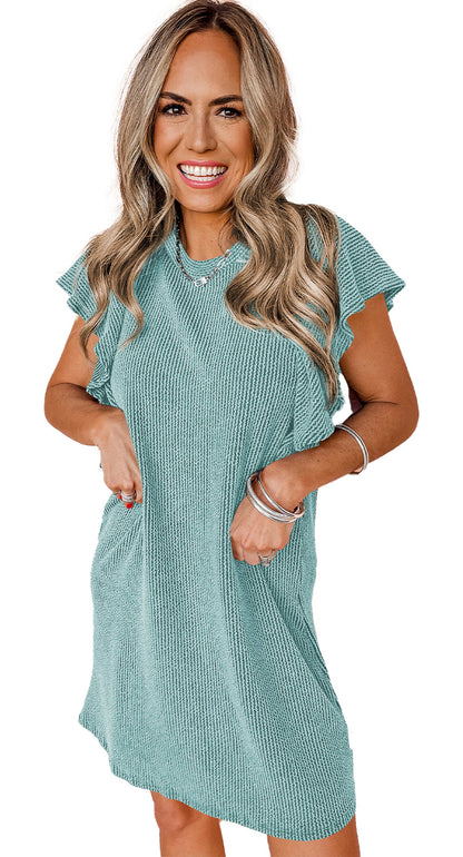 LuckeLadybug A-Line Rose Red Ruffled Mini Dress with Comfortable Fit and Stylish Design