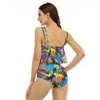 LuckeLadybug Ruffle Bikini in Vibrant Multicolor Design with Supportive Straps