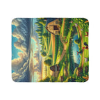 LuckeLadybug Sherpa blanket featuring a colorful farm landscape design rustic home decor throw