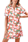 LuckeLadybug salmon floral polo dress featuring a vibrant floral design and a classic polo collar