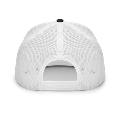 White mesh back view of LuckeLadybug samurai trucker hat with adjustable snap closure