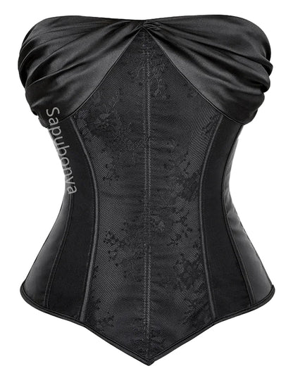 Elegant black plus size corset top for women featuring a stylish sweetheart neckline and flattering silhouette