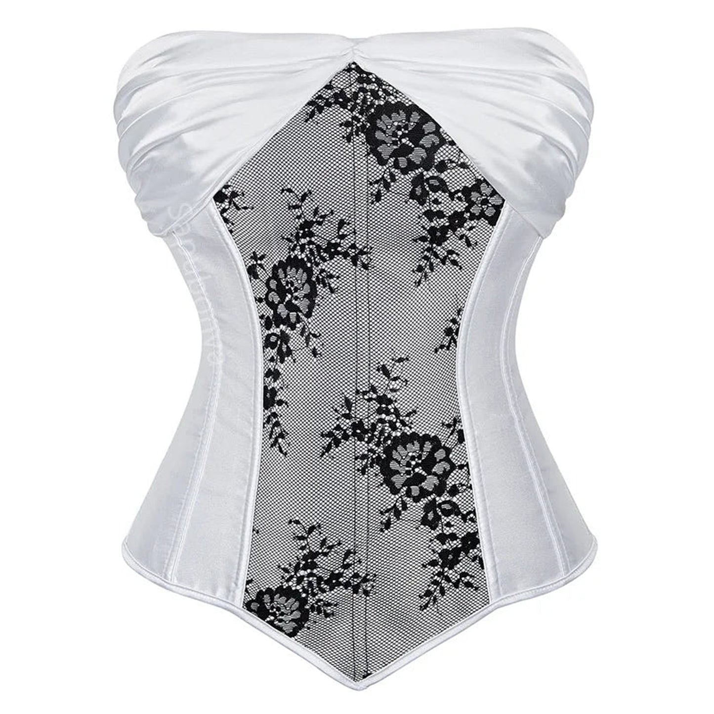 Elegant white plus size corset top for women featuring lace design and supportive structure