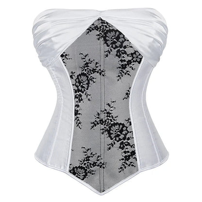 Elegant white plus size corset top for women featuring lace design and supportive structure