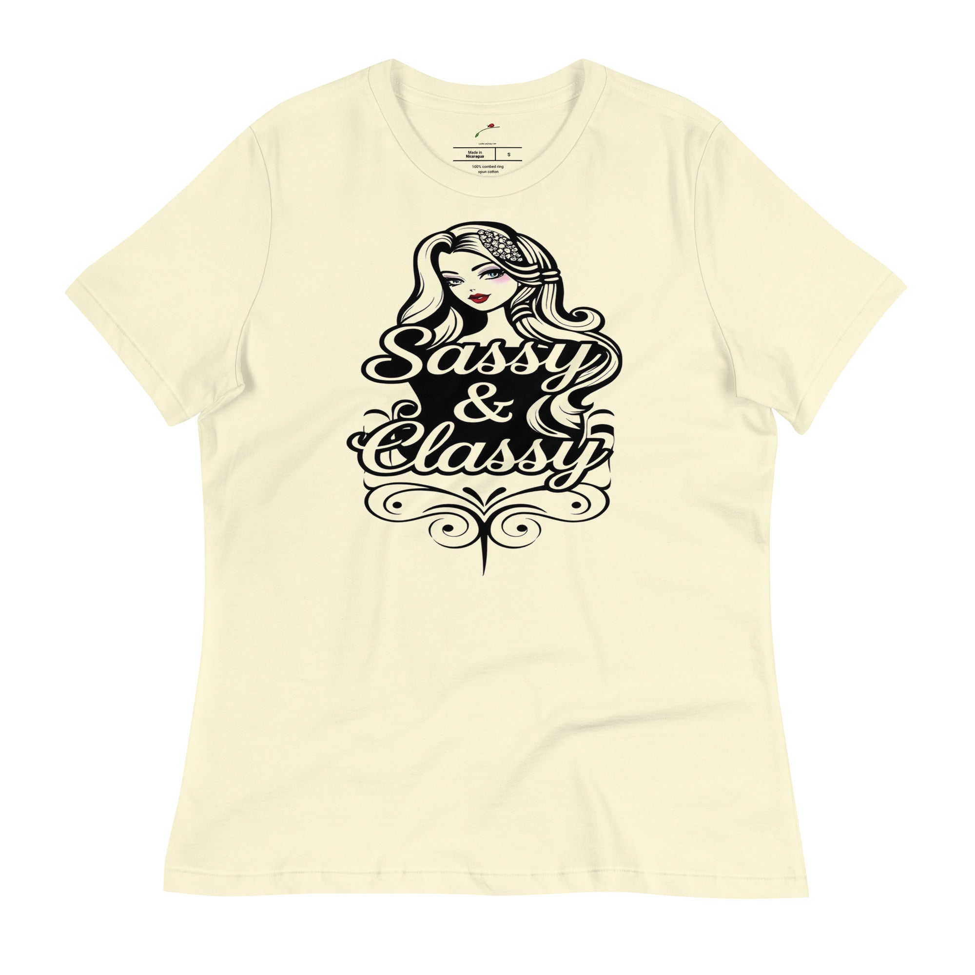 LuckeLadybug sassy and classy women's t-shirt featuring stylish graphic design