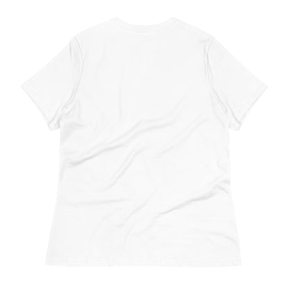 Back view of a white sassy and classy women's t-shirt by LuckeLadybug for stylish casual wear