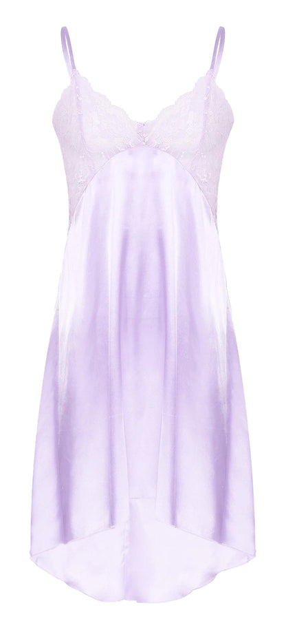 LuckeLadybug LLC Satin Nightdress Lingerie in Lavender with Delicate Lace Details