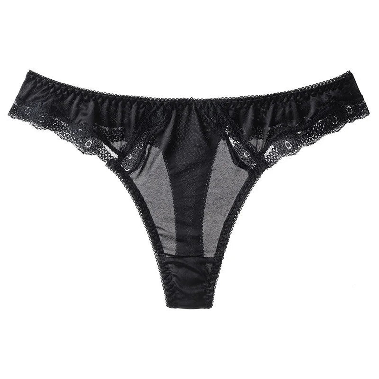 Flat Lay of Seamless Lace Thong Underwear for Women