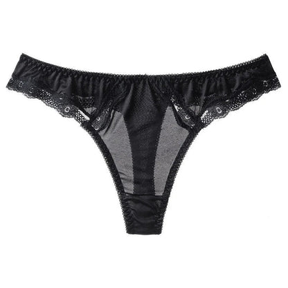 Flat Lay of Seamless Lace Thong Underwear for Women