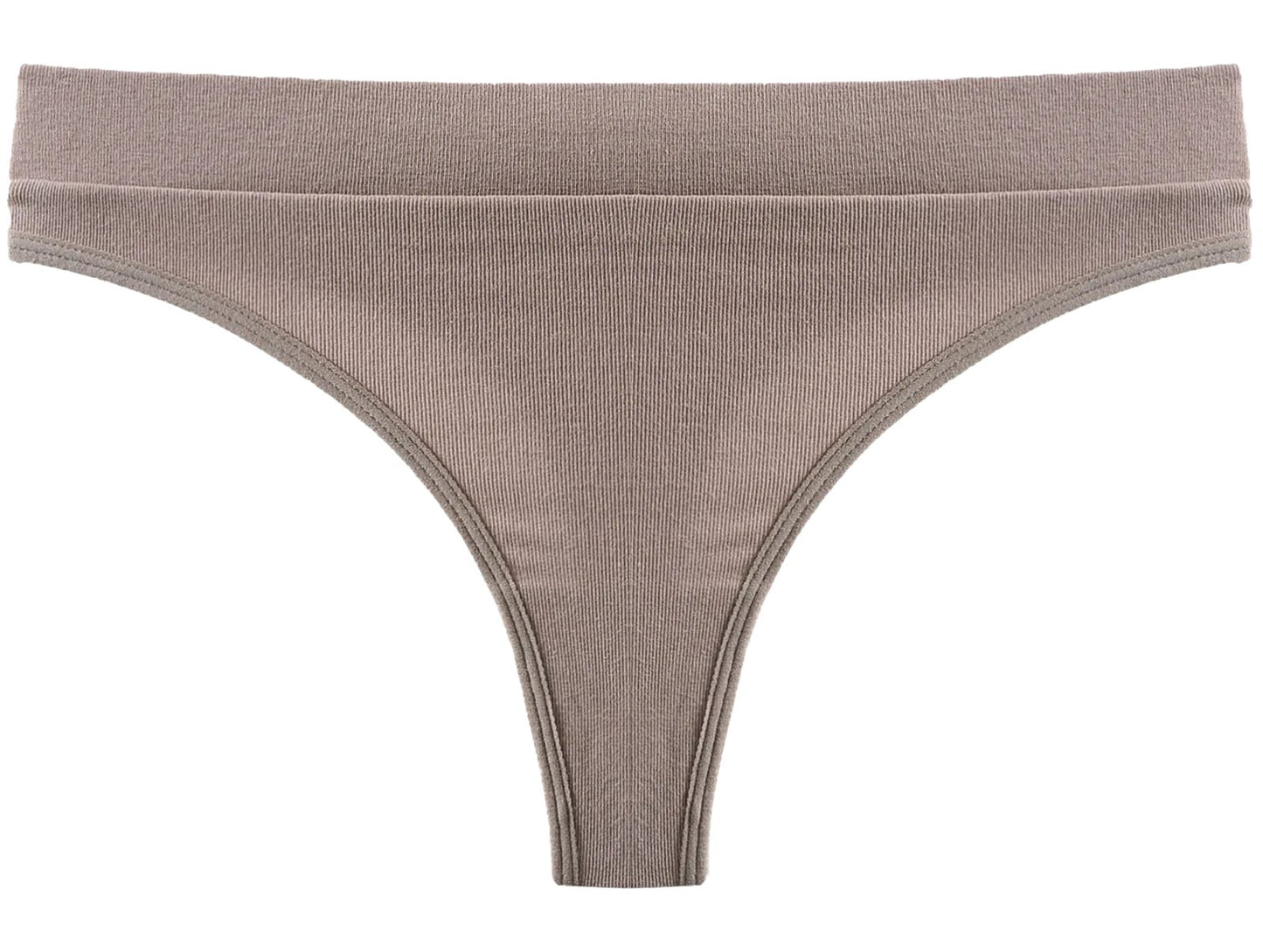 LuckeLadybug seamless sports thong in a soft taupe color for comfortable, all-day wear