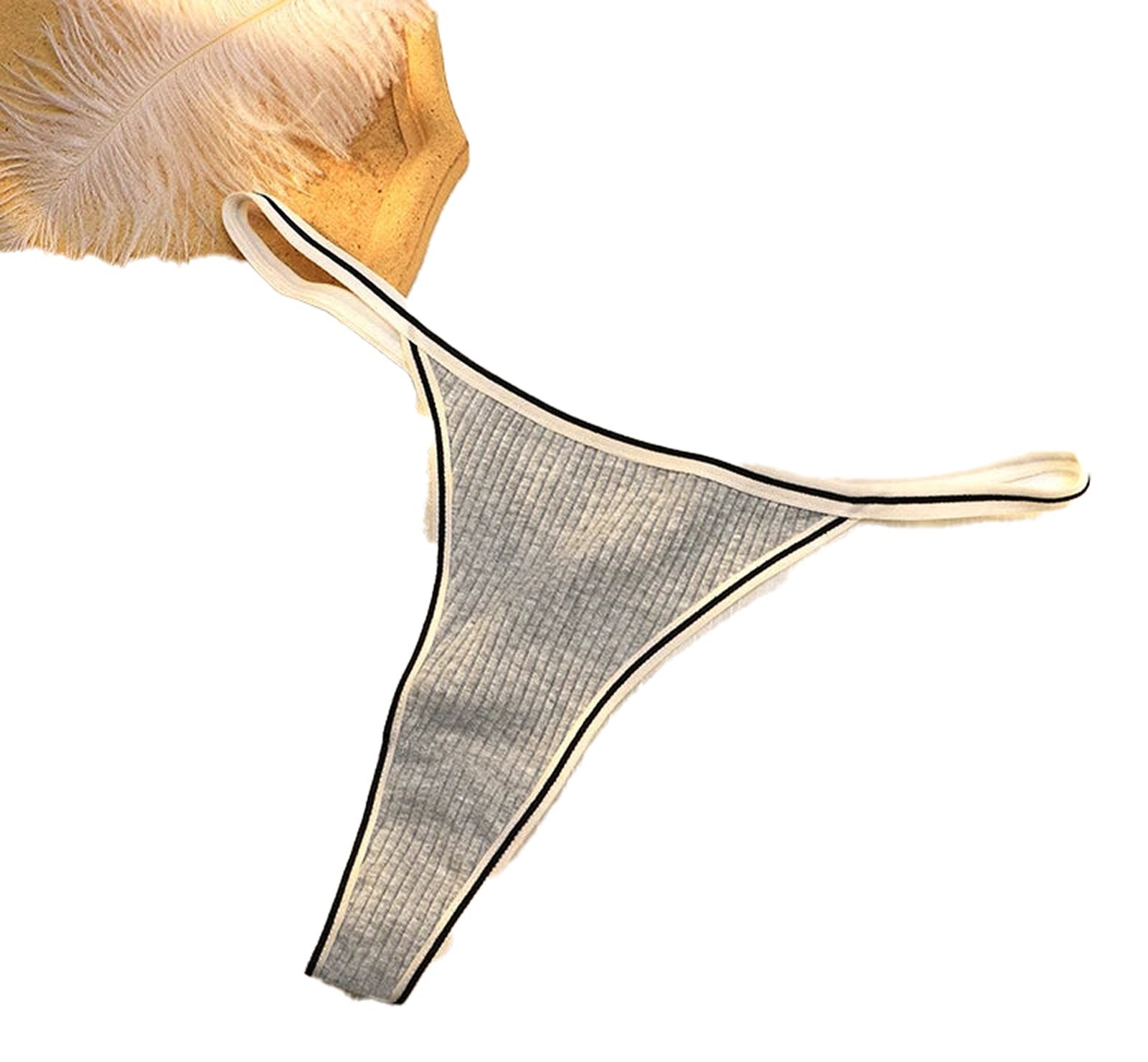 Soft gray seamless thong for women with contrasting trim for comfort and style